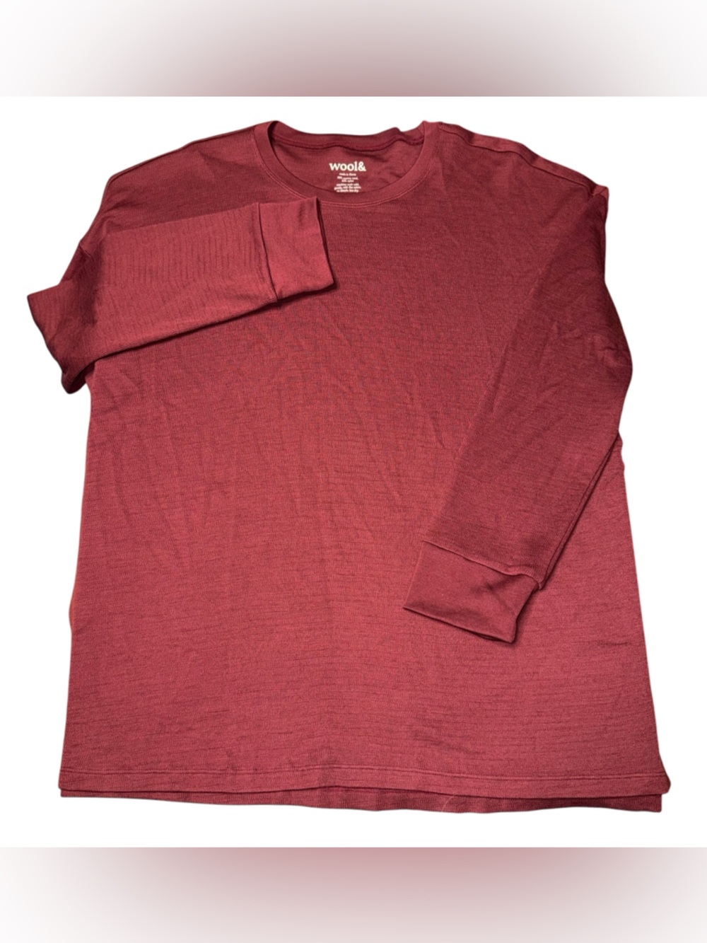 Wool& Wooland Scout Waffle Tunic top shirt women’s XXL merino wool maroon - Picture 9 of 11